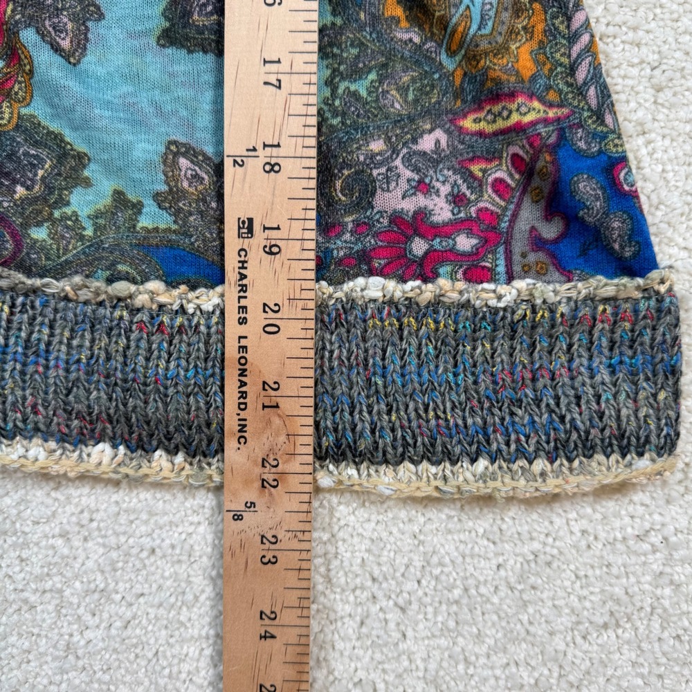 Dalin Zip Up Cardigan Womens Medium Blue Multi Paisley Mixed Media Knit Jacket - Picture 6 of 6